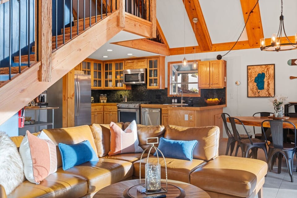 Tons of natural light shine through the floor to ceiling windows.