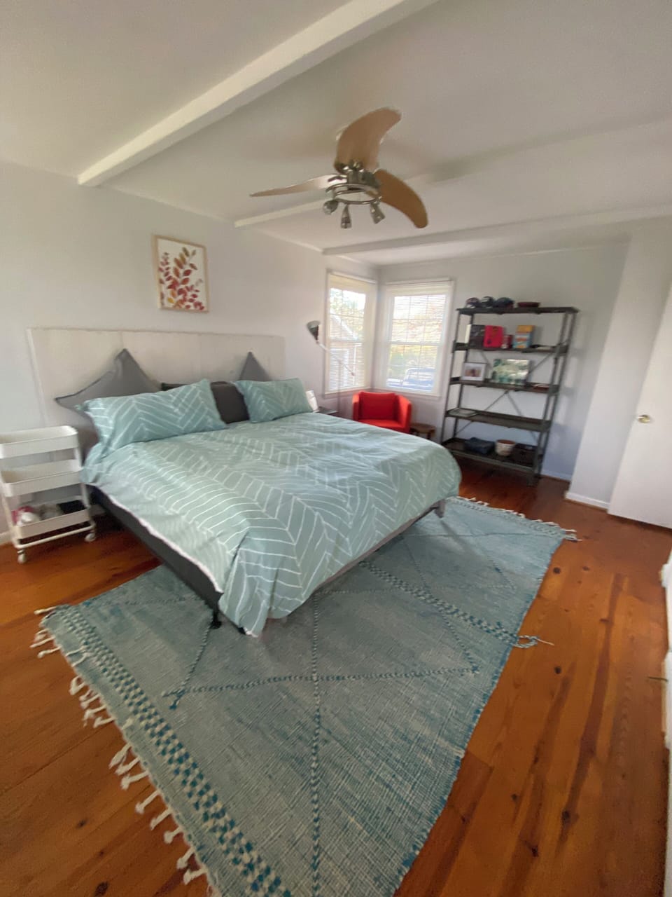 Master bedroom (includes closet with washer/dryer) and full bathroom. 