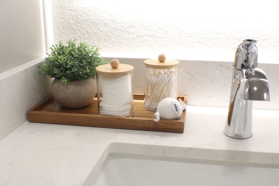 Bathroom is stocked with plush towels and essential toiletries. Including Shampoo, Conditioner, and Body Wash!