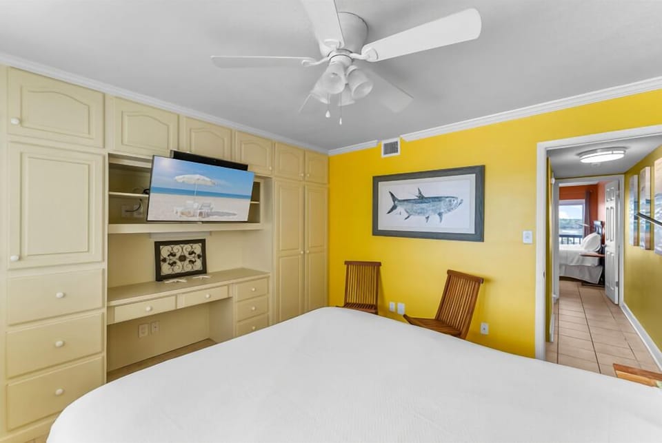 Storage abounds in the guest bedroom, as well.