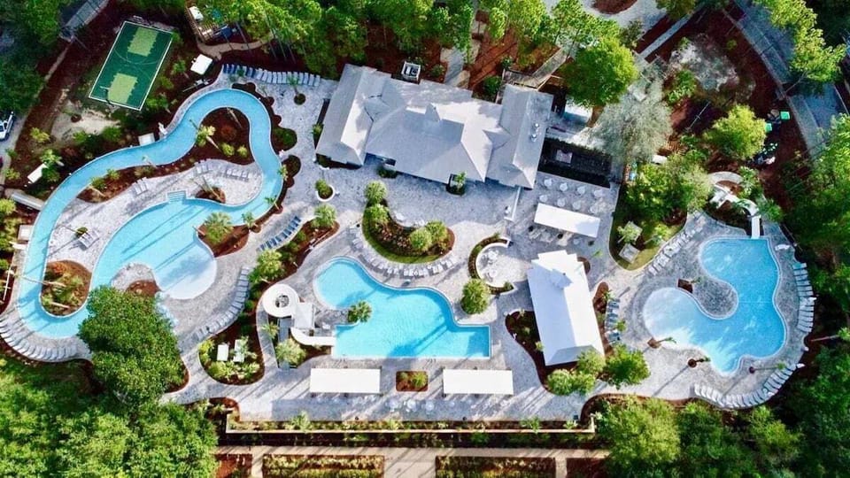 Camp Watercolor with Lazy River and Slides.