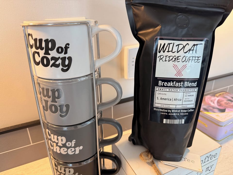 Come grind some fresh Wildcat Ridge coffee beans and enjoy some morning joe!