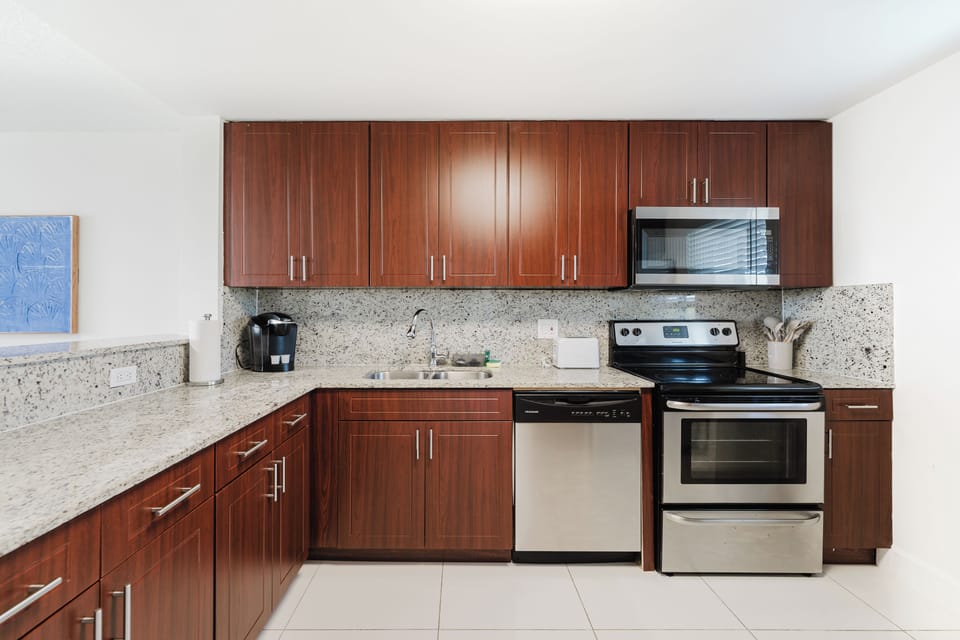 Fully stocked kitchen, ready for all your cooking needs.