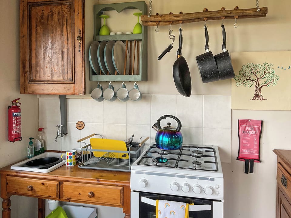 Kitchen | The Cabin In The Woods - Tanyrallt Holidays Lets, Llanybydder, near Lampeter