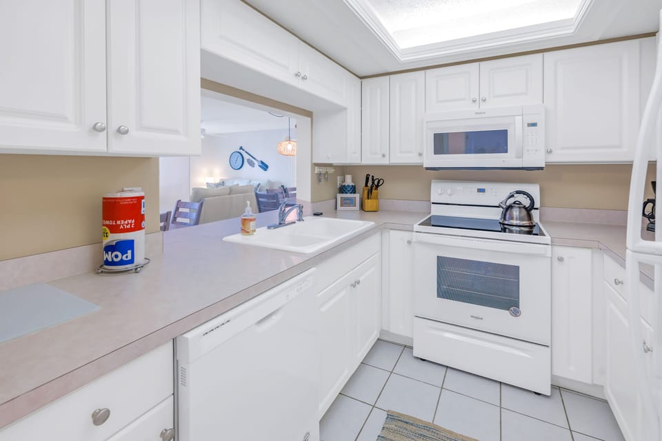 Plenty of counter space and full-sized fridge.