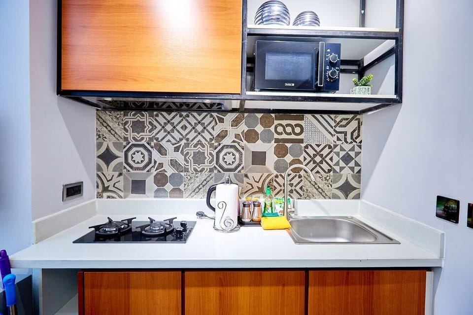 Family Apartment, Balcony, City View | Private kitchen | Fridge, microwave, oven, stovetop