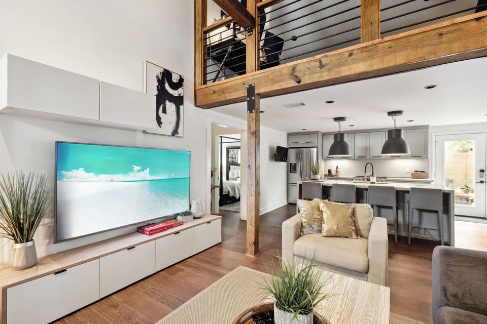 Kick Back & Relax In Liv Rm On Sleek Sectional in Front of  80" TV w /Surround