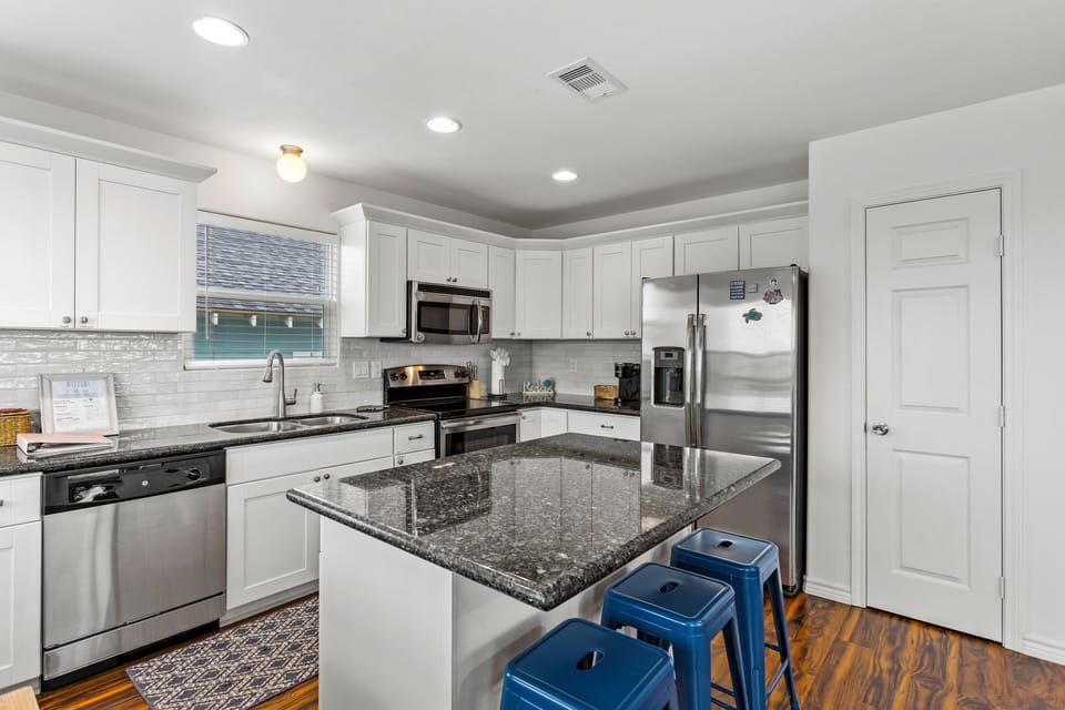 Fully stocked kitchen. 