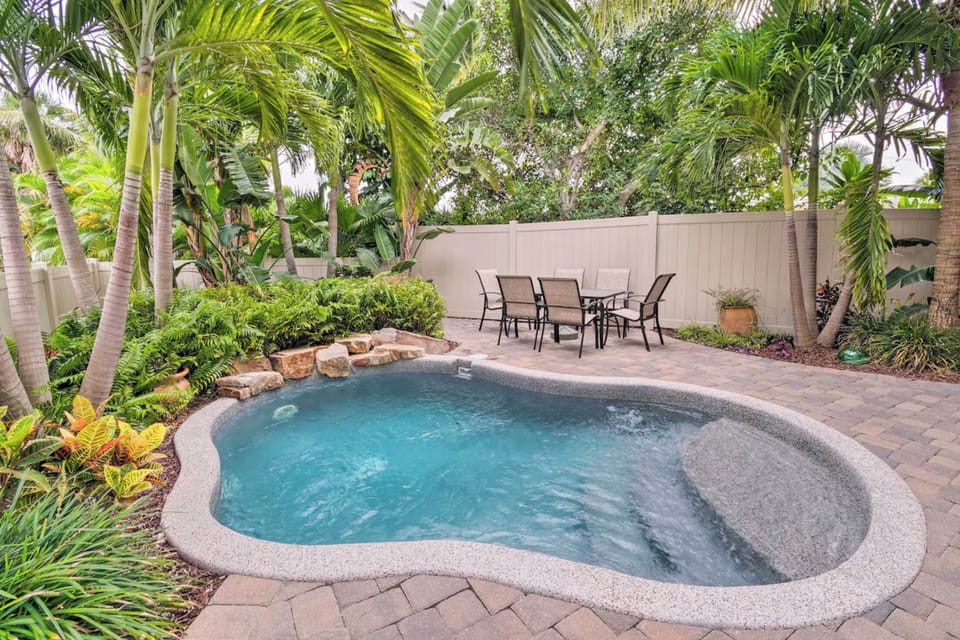Tropical splash pool in natural setting.