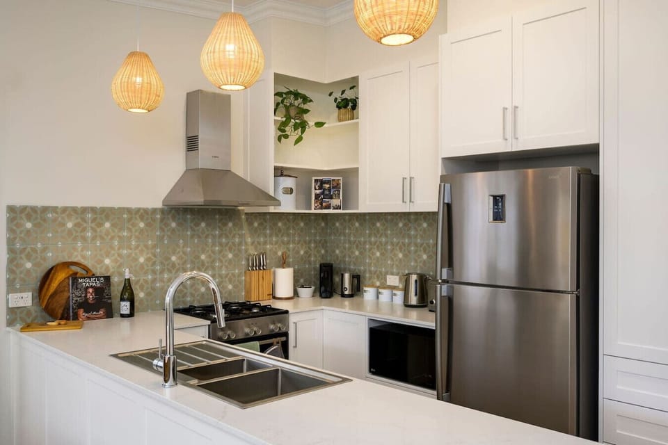 Large fridge, Dishwasher, Microwave and double bowl sink