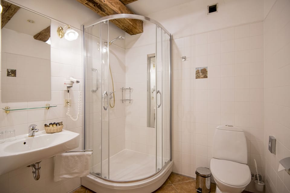 Free toiletries, hair dryer, towels