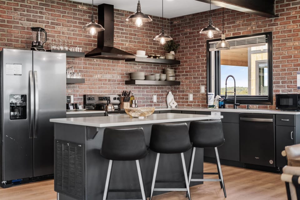 Sleek, fully equipped kitchen.