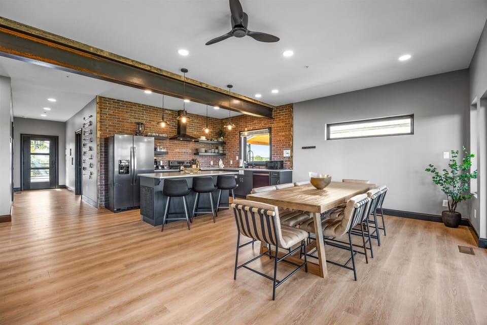 Dining area and kitchen.