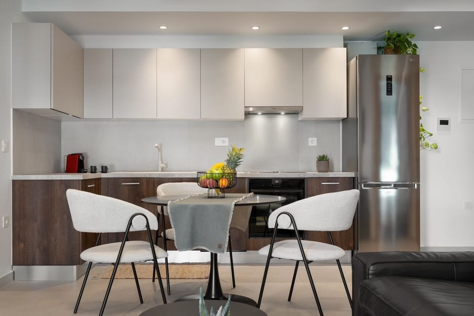 Deluxe Apartment | Private kitchen | Full-size fridge, oven, stovetop, dishwasher