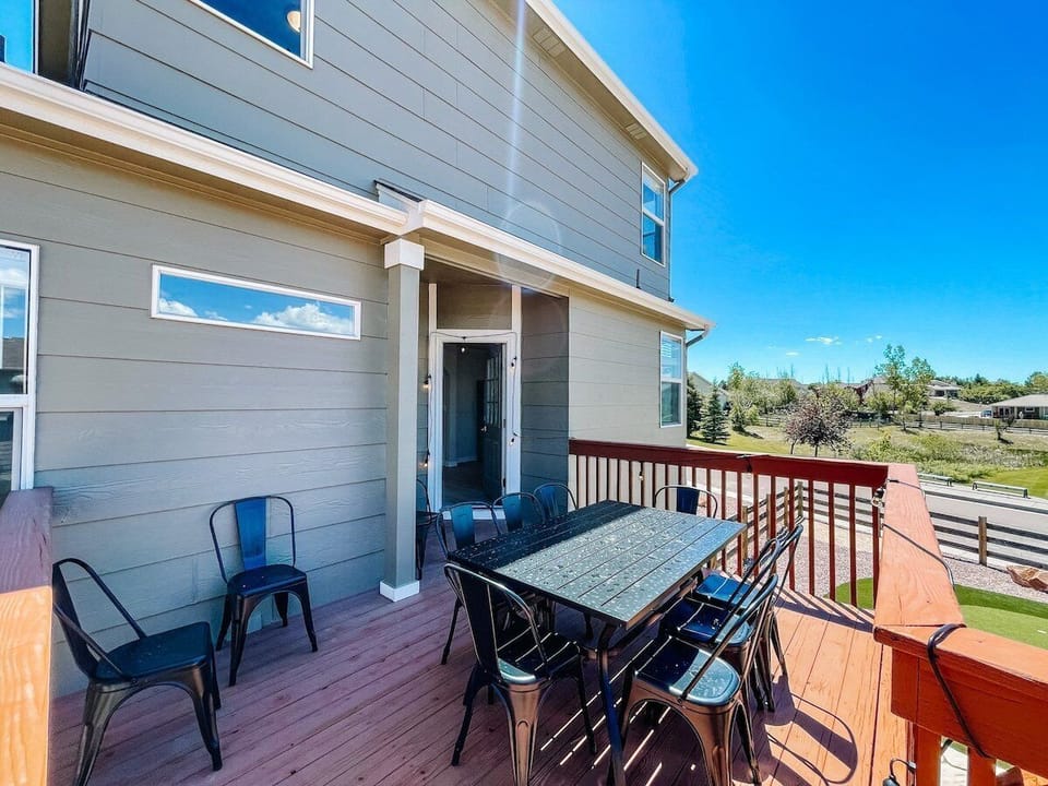 Outdoor dining on the deck just off the kitchen.