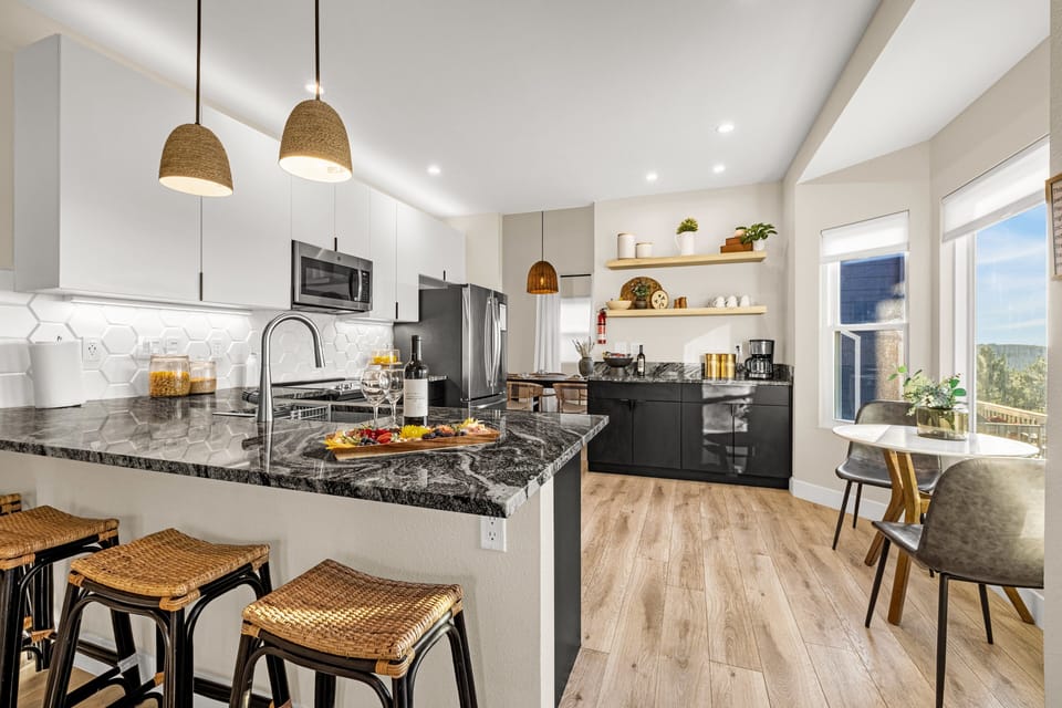 The kitchen is a beautifully updated space.