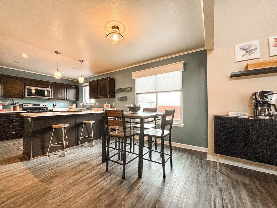 The updated kitchen is fully stocked for cooking and gathering