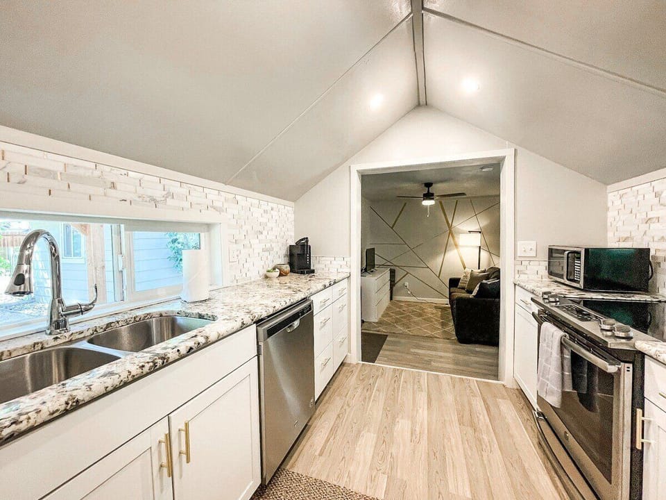 The cottage features an open easy flow floor plan