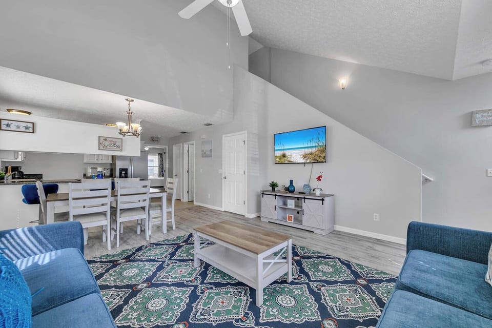 Living room with large flat-screen TV