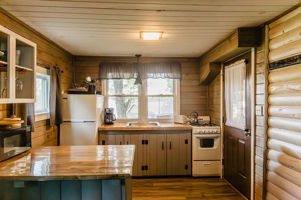 Cabin, Lake View | Private kitchen | Fridge, microwave, oven, stovetop