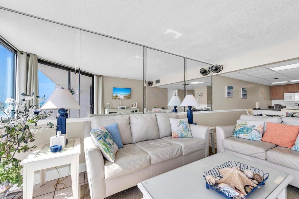 Condo, 1 King Bed with Sofa bed (Leeward 403 at Edgewater) | Living area | TV