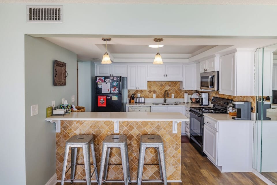 Bar seating at the kitchen