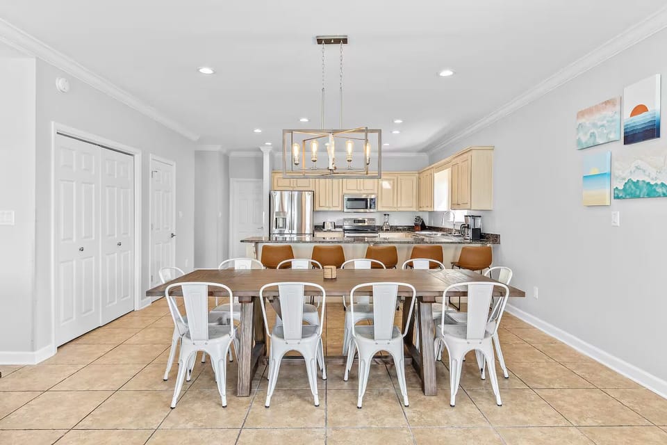 Cozy dining area with seating for 15—perfect for meals, games, and gatherings.