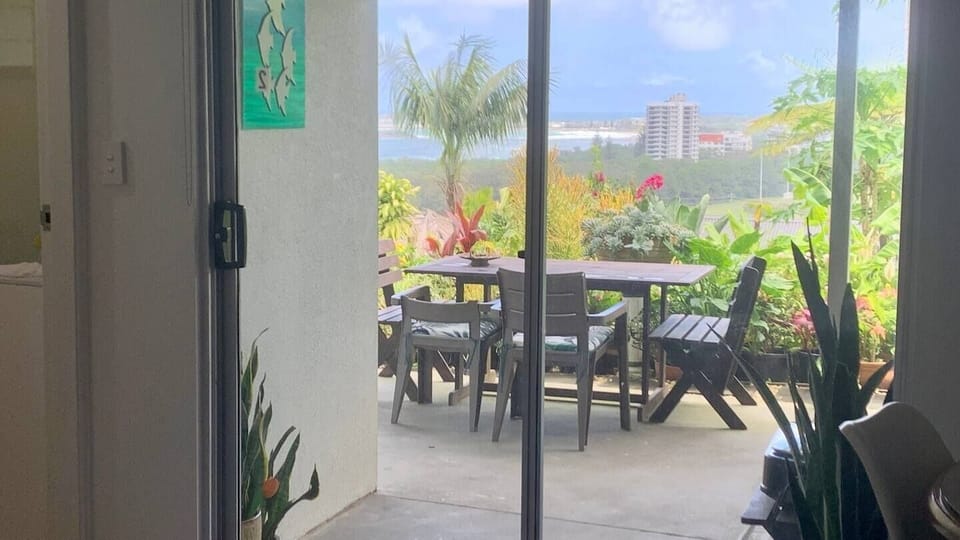 Balcony outside ocean view.