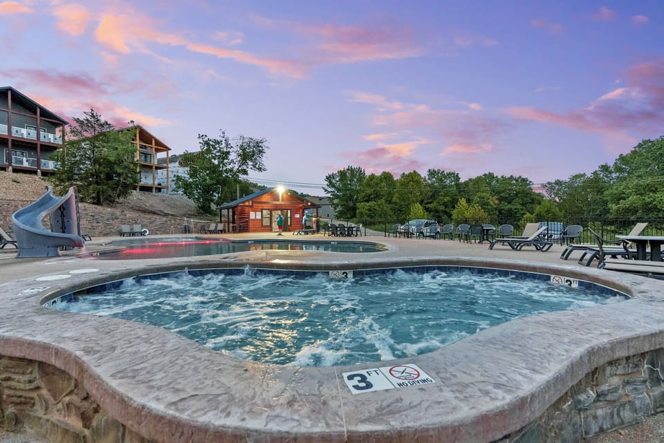 Enjoy softening your skin while playing in our saltwater pool & hot tub. The waterslide and splash & play area are great for kids!