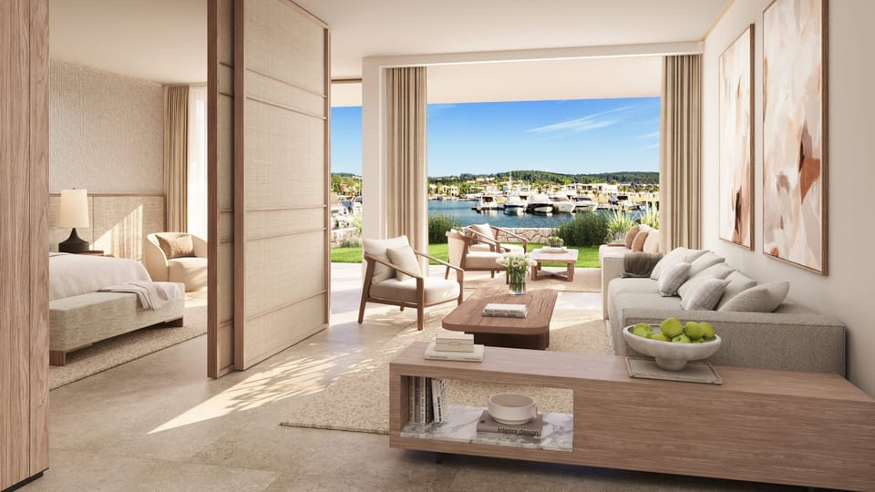 One Bedroom Residence Pr. Garden Marina Front | Living area | Flat-screen TV, DVD player, pay movies