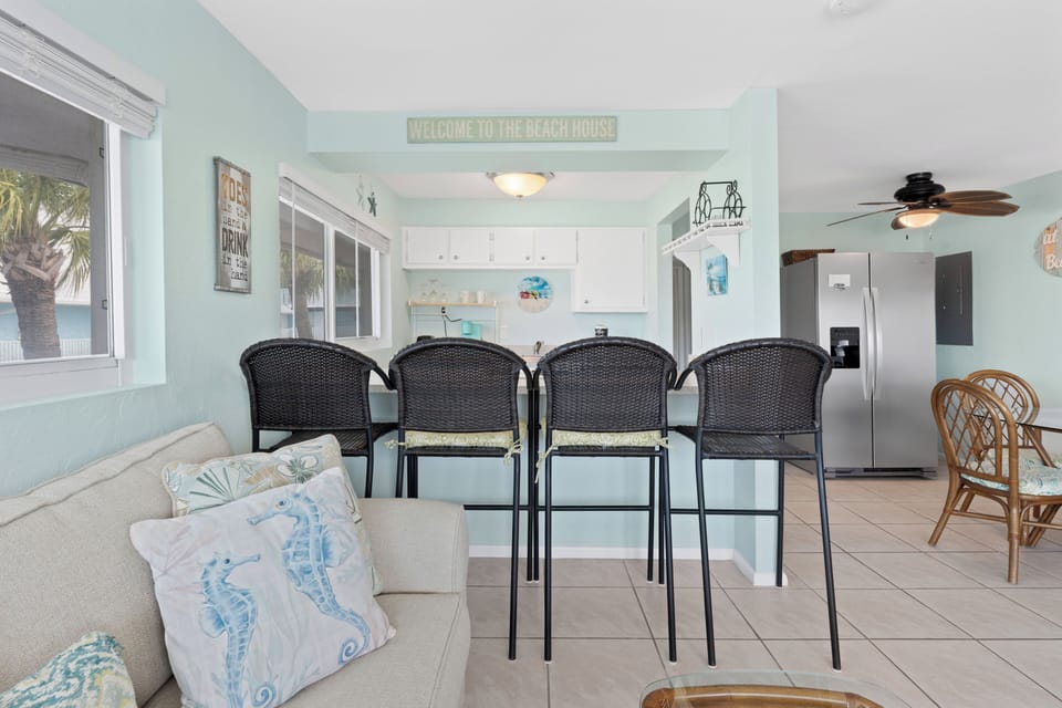 Bar stool seating.