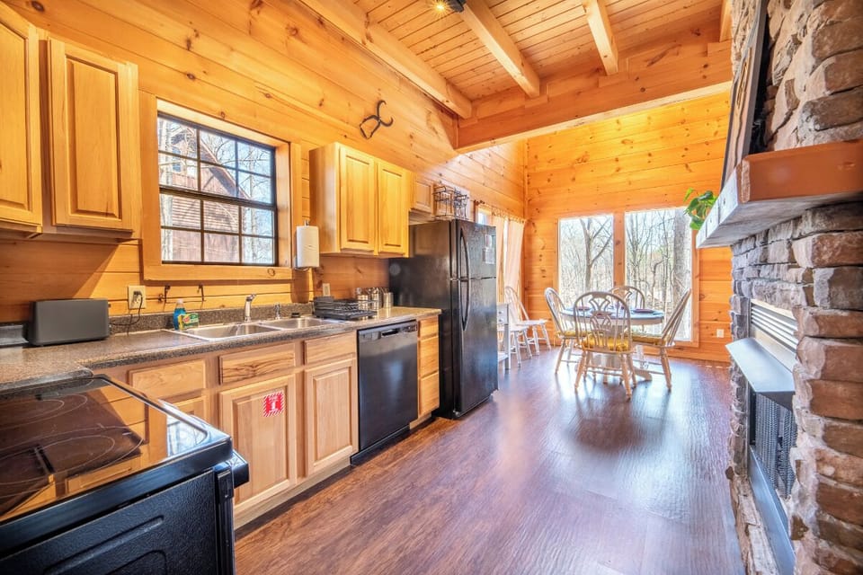 Smoky Summit Stays' fully-equipped kitchen