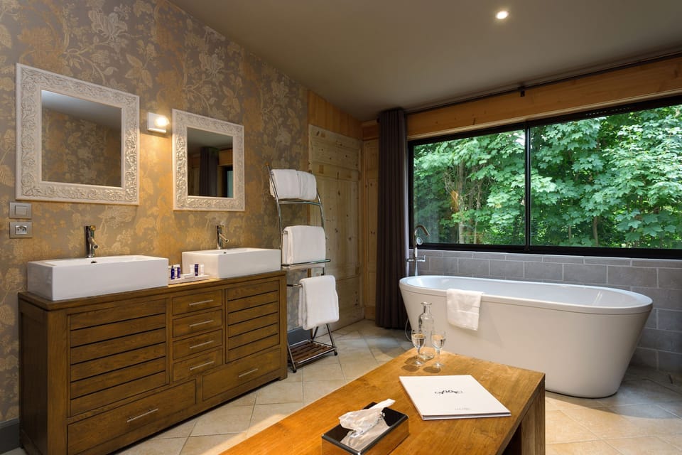 Get ready for your day in the lovely bathroom.