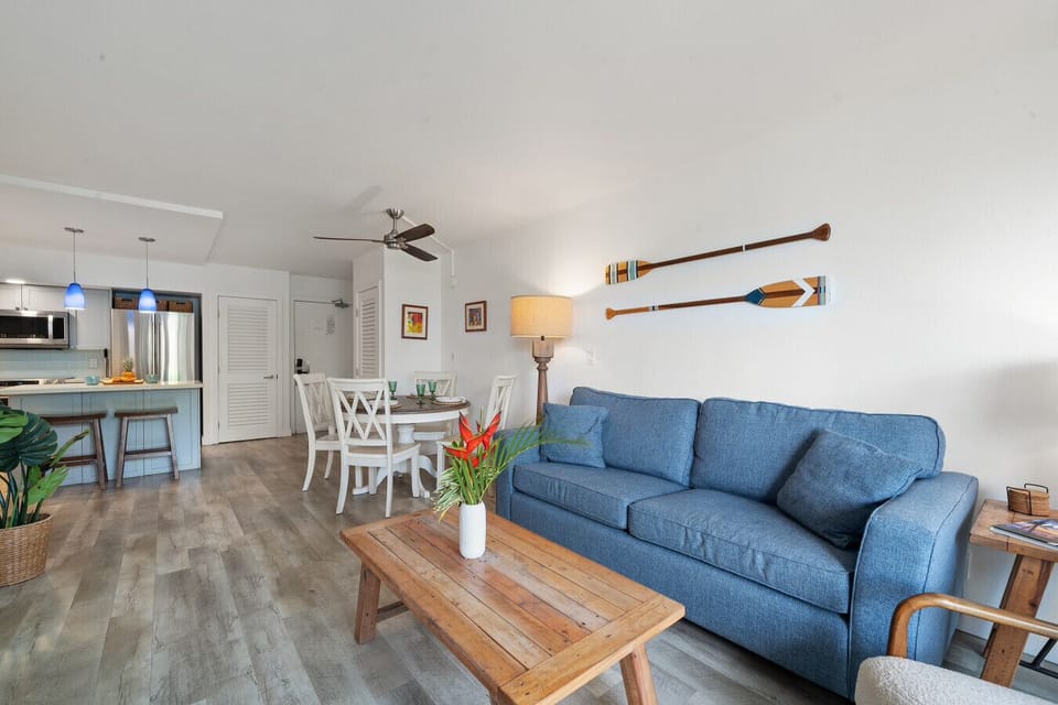 Our living area features a queen sofa bed, perfect for extra guests