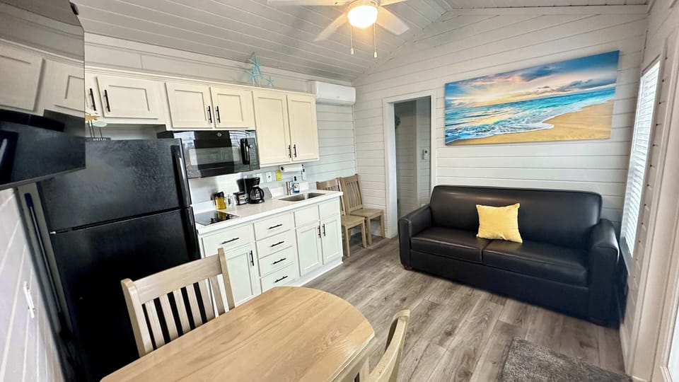 Main Living Area - Kitchen - TV with Roku & Couch that folds out to Full size Bed