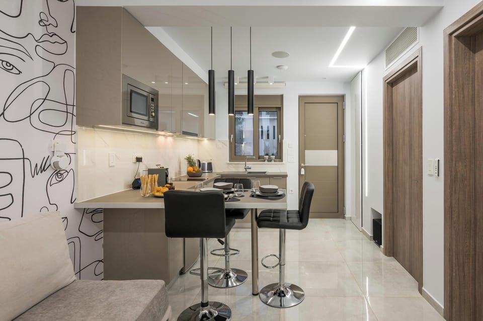 Luxury Apartment | Private kitchen | Mini-fridge, microwave, stovetop, espresso maker