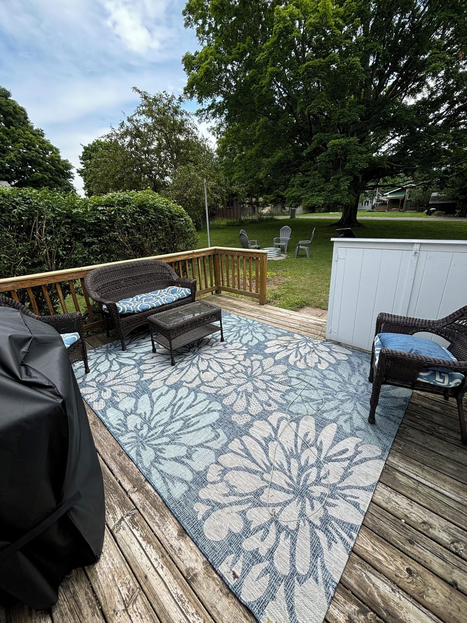 EXTERIOR:  Another photo of the backyard deck
