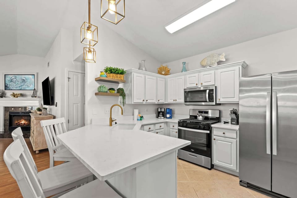 The chef in your group will enjoy being a part of the day-to-day with the kitchen being open to the living space.