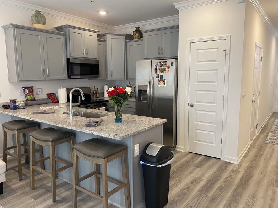 Kitchen is equipped with all cooking, essential equipment and seasoning.
