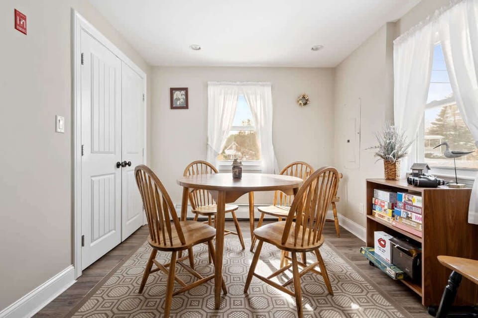 Sip morning coffee or enjoy a round of cards off the living area