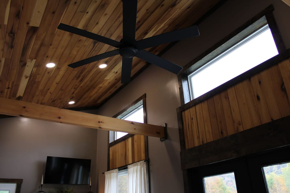 Local poplar wood ceiling.  Cathedral height.