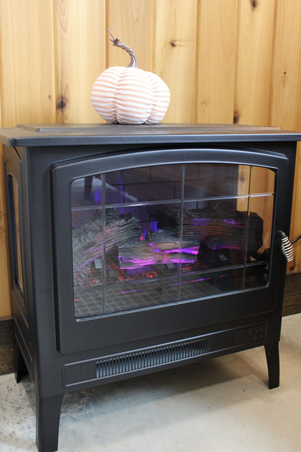 Close up of fireplace.