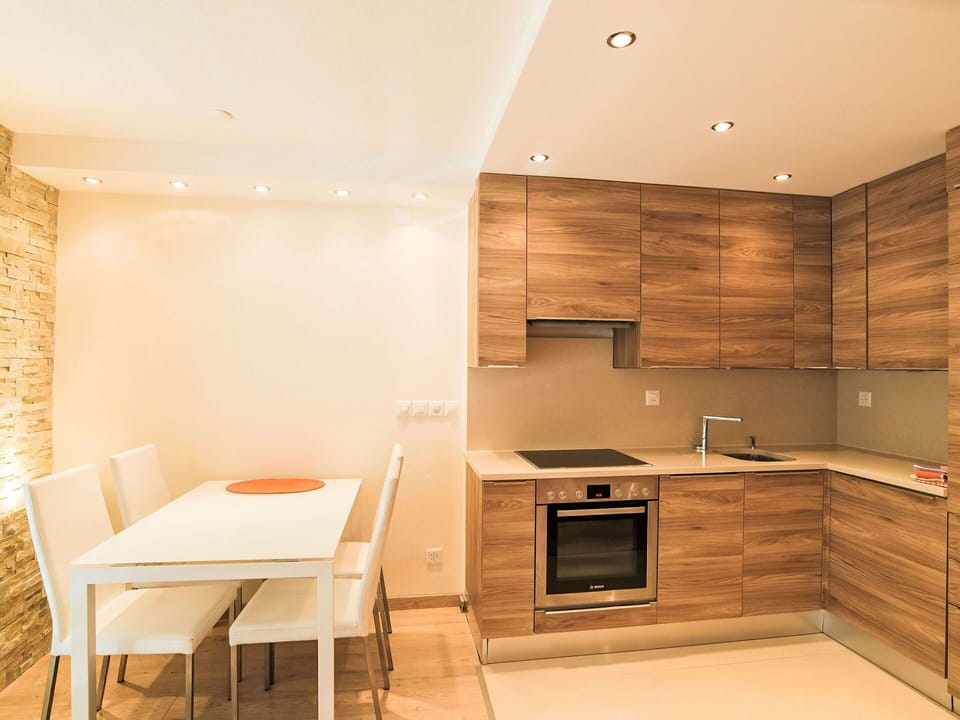 Furniture, Flooring, Interior Design, Wall, Floor, Wood, Kitchen, Ceiling, Countertop, Wood Flooring