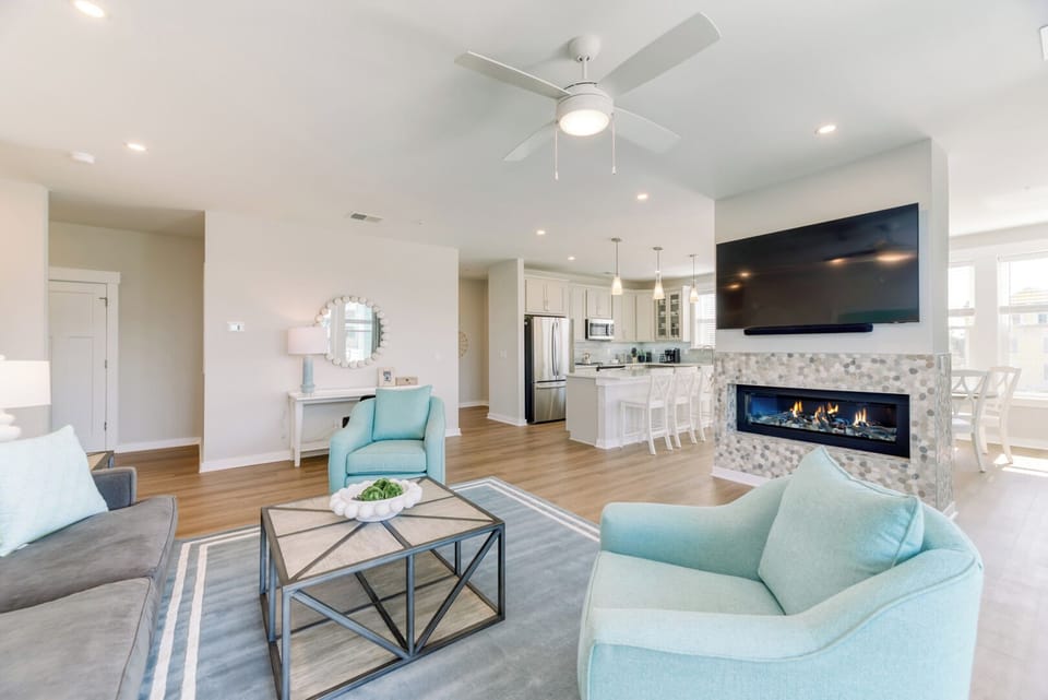 Living Area with Water Views and Deck Access