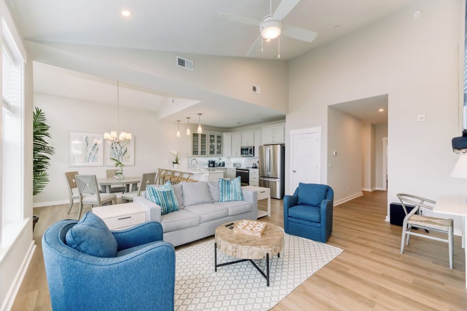 Living Area with Deck Access and Water Views