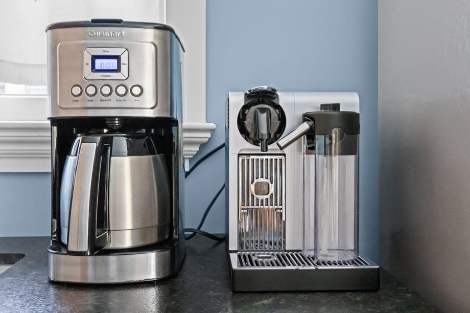 Your morning coffee ritual starts here - with a fresh cup of coffee using the Delonghi Nespresso or drip coffee makers.