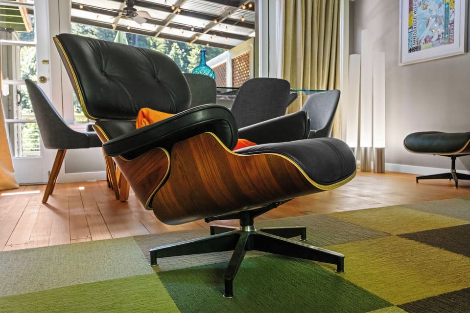 Check out the mid-century modern details! Room to relax and reconnect.