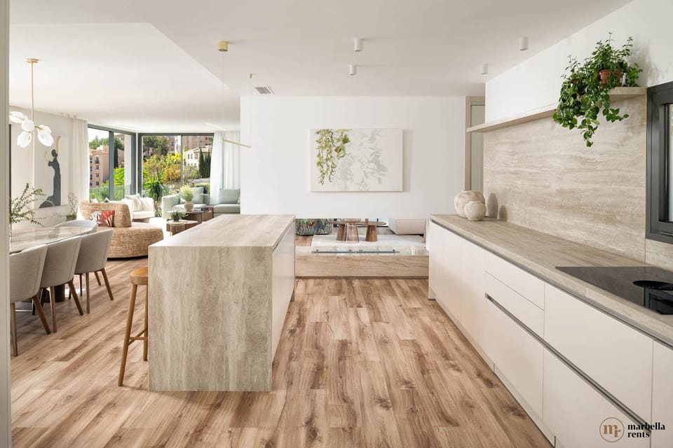 Modern kitchen island. 