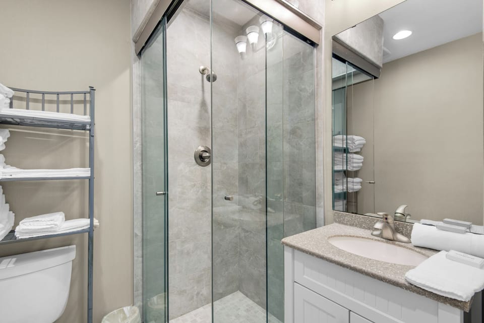 Main floor full bathroom with walk-in shower