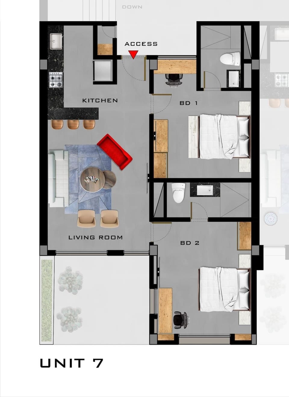 This floor plan is an approximate layout of the unit.